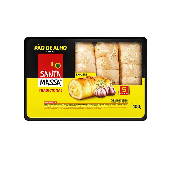 PÃO DE ALHO SANTA MASSA 5 UNI